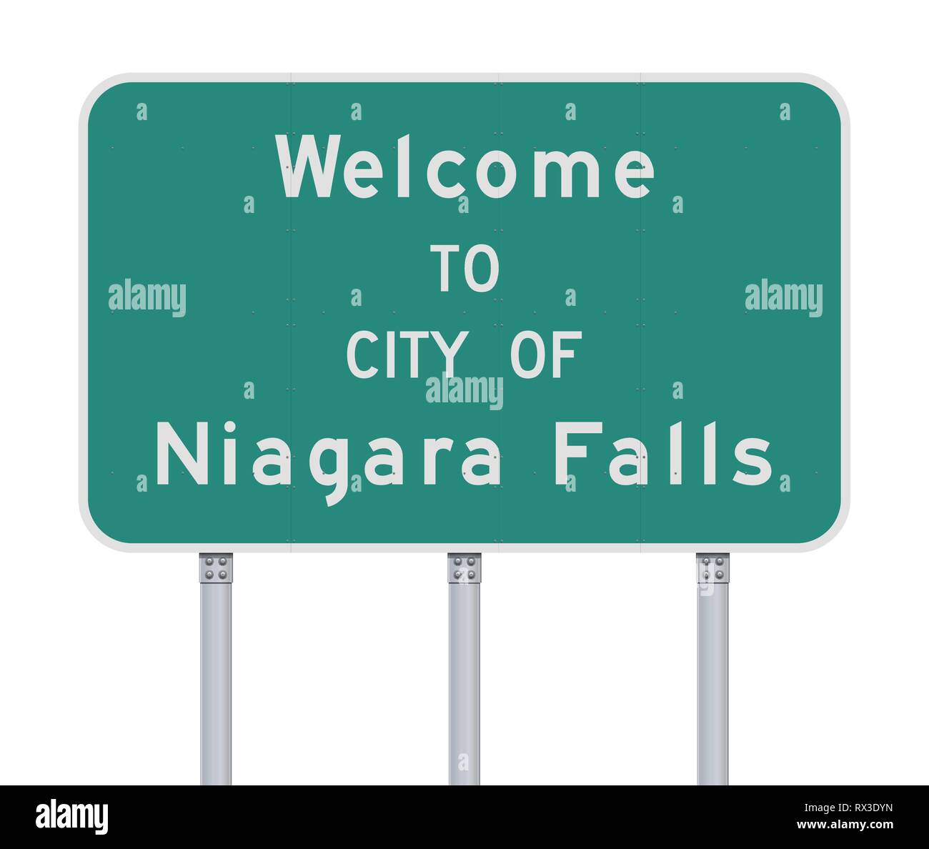 Illustrazione Vettoriale di benvenuto alla città di Niagara Falls cartello verde Illustrazione Vettoriale