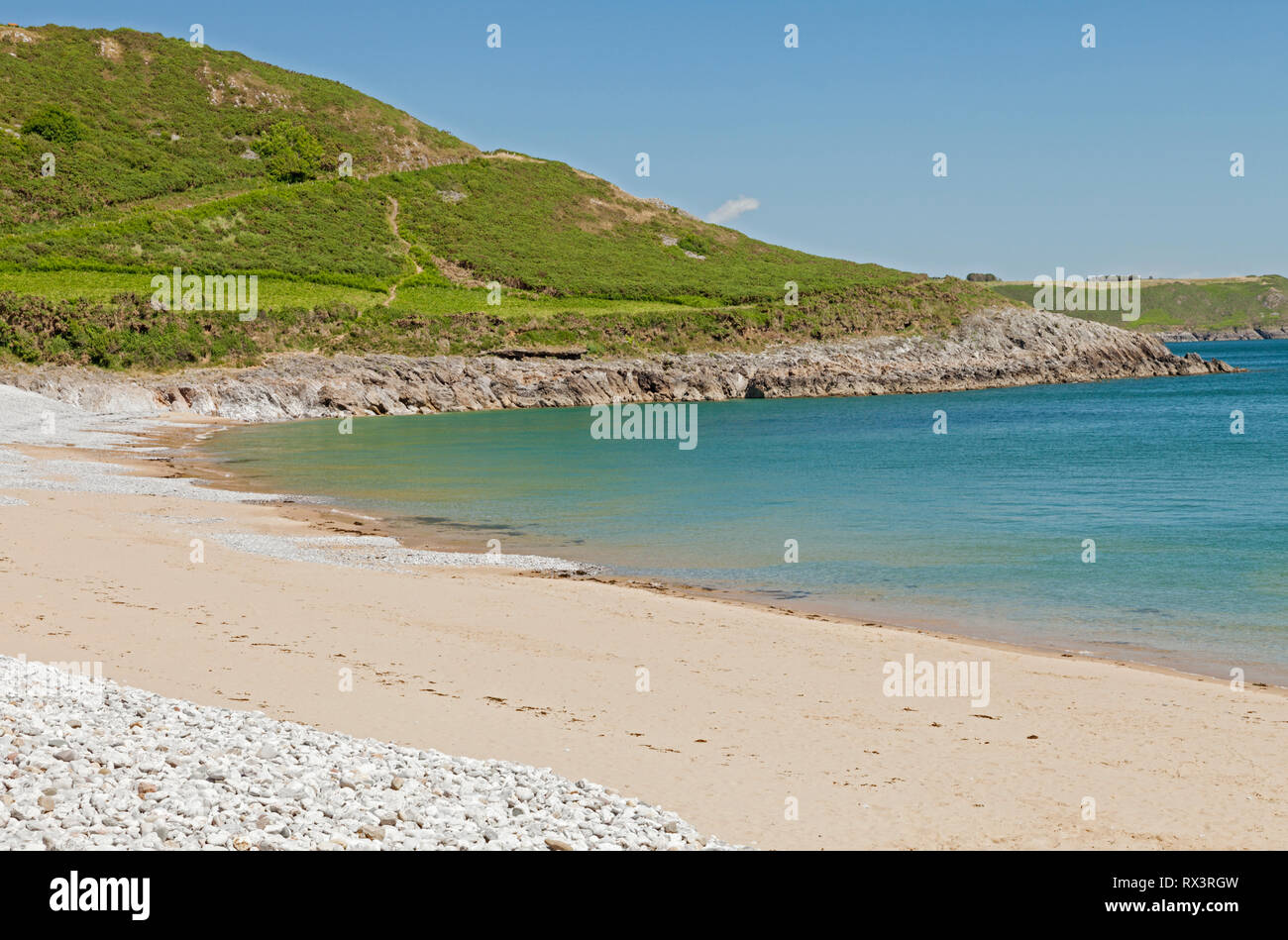 Pwll Du Bay, Penisola di Gower, Swansea, South Wales, Regno Unito Foto Stock