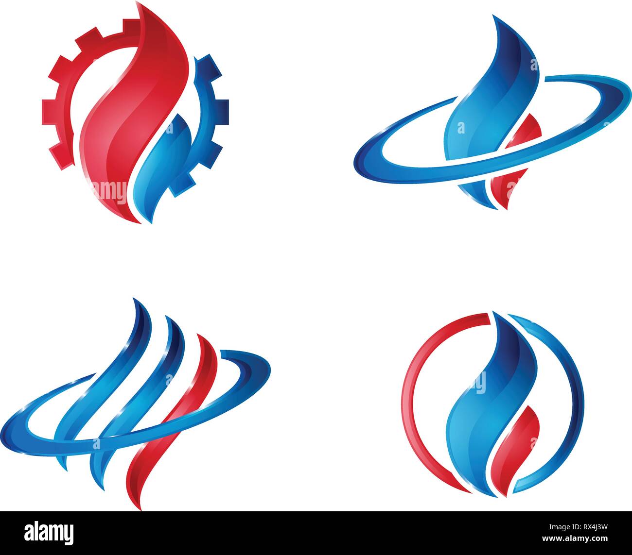 Gas e petrolio logo moderno design illustrazioni. Colorato 3D olio e gas logo design. Illustrazione Vettoriale