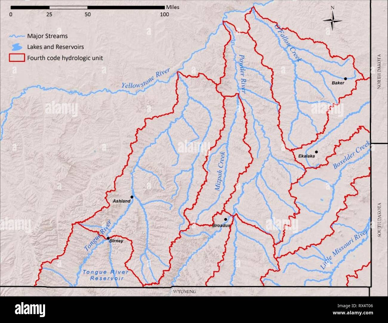 A sud-est del Montana di valutazione della zona umida a sud-est del Montana valutazione delle paludi : sviluppo e raffinazione del Montana valutazione delle paludi e strategia di monitoraggio EF0D78E0-16DC-40CF-B45F-BC3E350455B9 anno: 2013 Polvere inferiore di fiume (10090209), Mizpa Creek (10090210), O'Fallon Creek (10100005), superiore piccolo fiume Missouri (10110201), e un po' di Fiume Missouri (10110202). La figura 1. Southeastern Montana bacino-valutazione ampia area di progetto. L area di progetto copre CA 7,882,359 3,189,891 (ha) e comprende porzioni di Prairie, Custer, Rosebud, Fallon, Carter, Big Horn e polvere nelle contee di fiume (Tabella 1). M Foto Stock