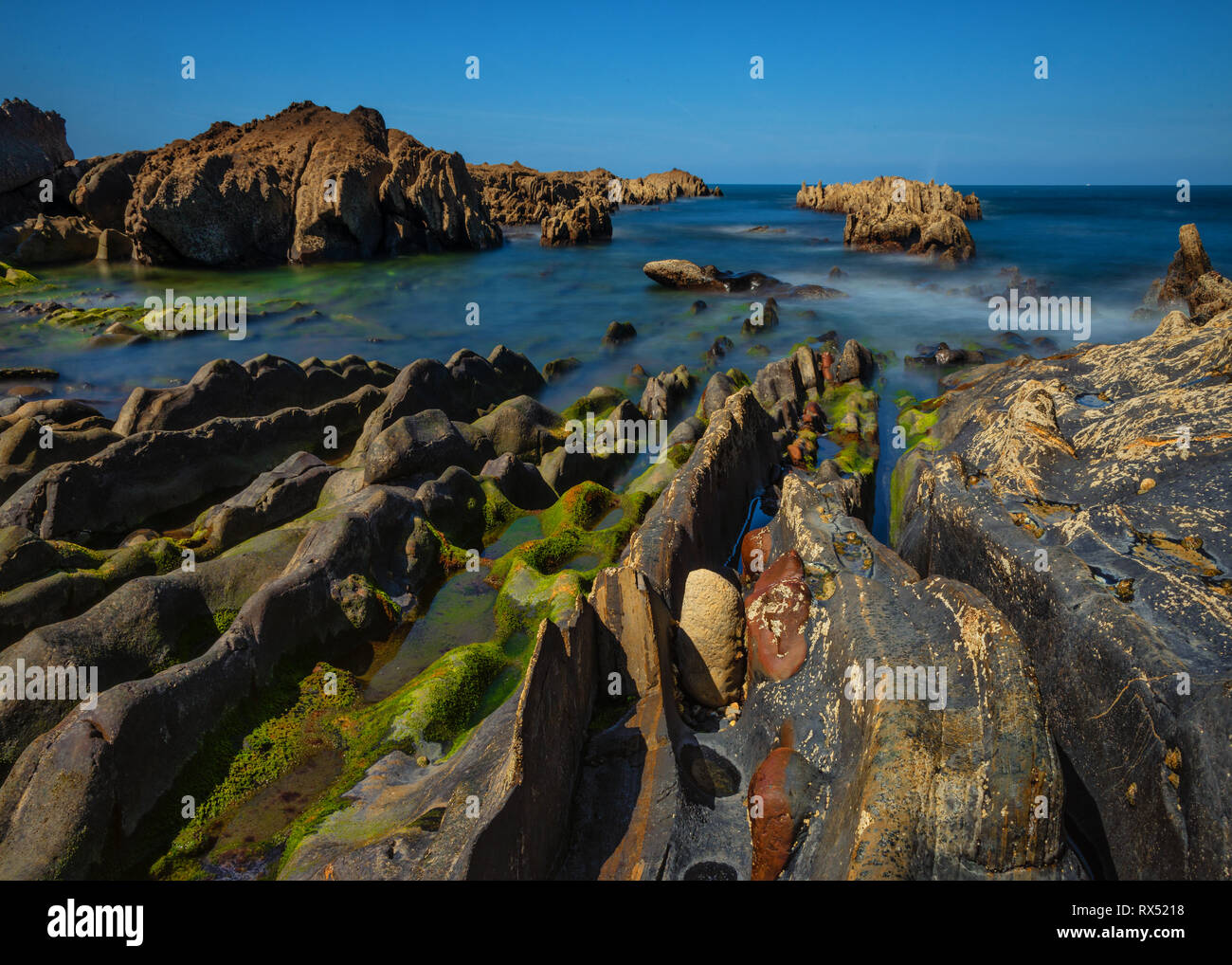 Zumaia geologia costa speciale, la famosa costa di Flysch nel nord della Spagna Foto Stock