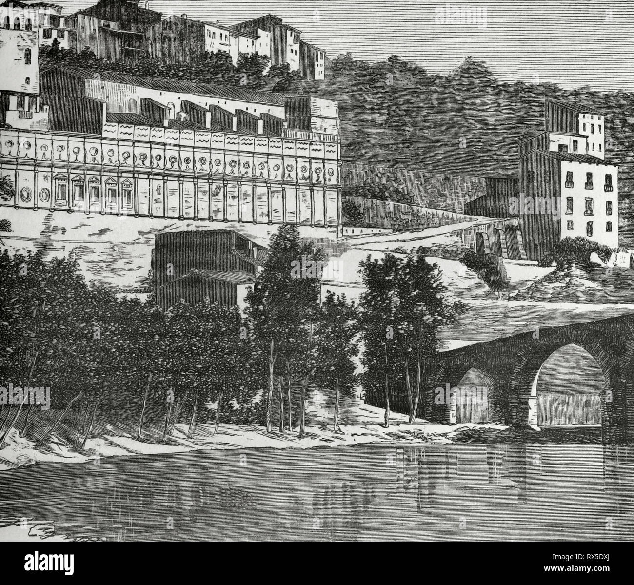 In Spagna, in Catalogna, provincia di Barcellona, Manresa. Grotta di Sant Ignazio di Loyola. Luogo di preghiera e di raccoglimento da sant Ignazio di Loyola nel 1522. Ha trascorso undici mesi di intensa spiritualità, dove scrisse 'Spiritual esercizi'. Incisione. Crónica General de España, Historia Ilustrada y Descriptiva de sus Provincias. La Catalogna. 1866. Foto Stock