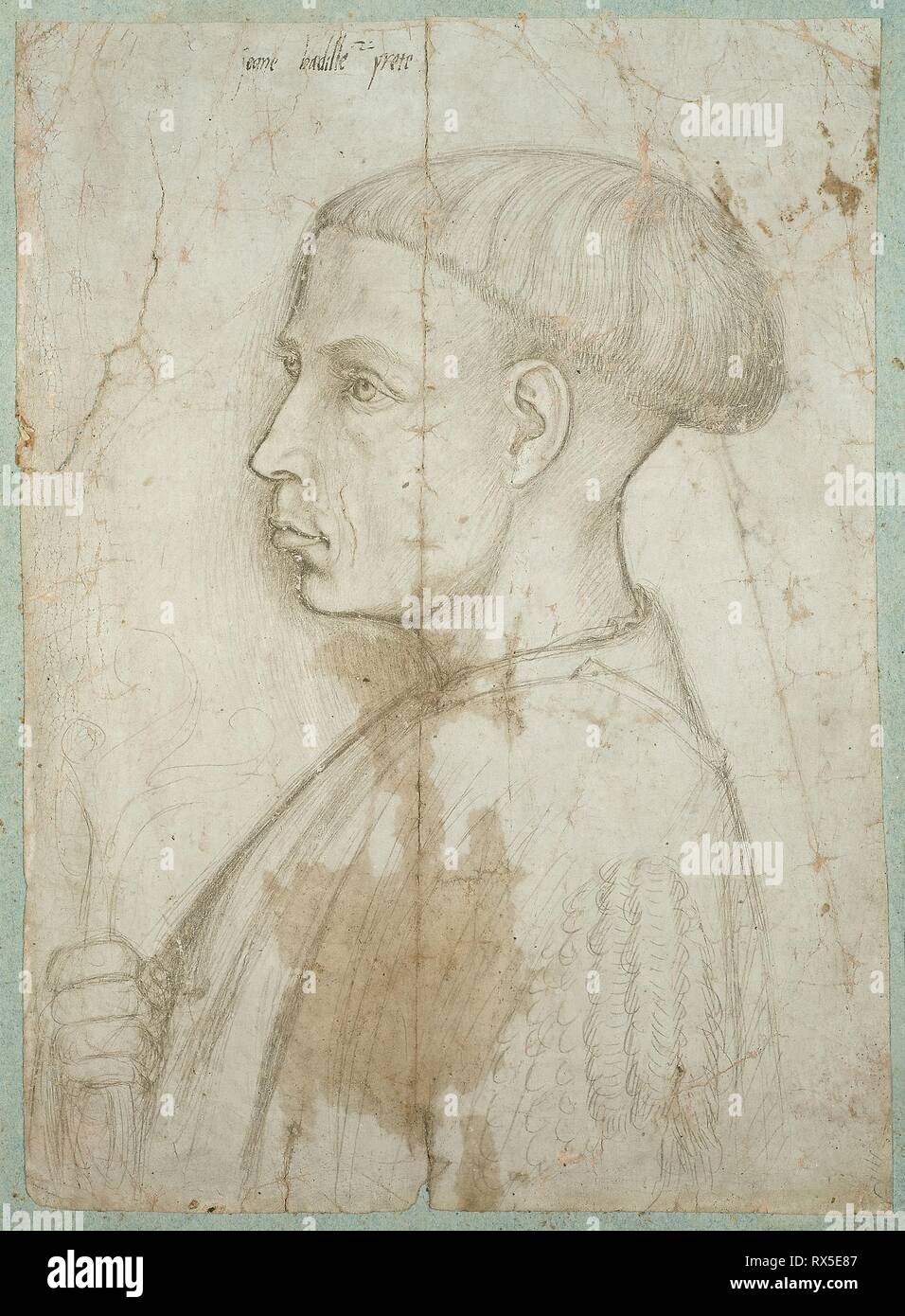 Busto di un giovane uomo nel profilo. Giovanni Badile; Italiano, 1379-1448/1451. Data: 1430-1440. Dimensioni: 241 × 174 mm. Metalpoint sulla crema di latte di cui carta, preparata con bianco grigiastro sulla terra in gesso rosso terra di lavaggio, stabilite su blu carta intessuta. Origine: Italia. Museo: Chicago Art Institute. Foto Stock