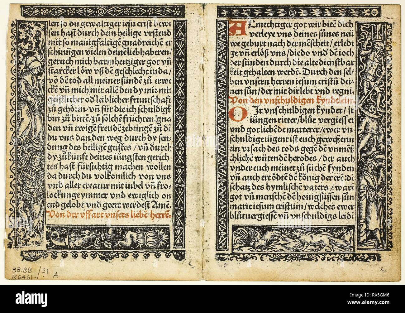 Illustrazione da Hortulus animae, piastra 31 da xilografie da libri del XVI secolo. Artista sconosciuto (tedesco, XVI secolo); assemblate da Max Geisberg (Swiss, 1875-1943). Data: 1514. Dimensioni: 126 × 189 mm (nell'immagine); 136 × 194 mm (foglio). Silografia su carta. Origine: Germania. Museo: Chicago Art Institute. Foto Stock