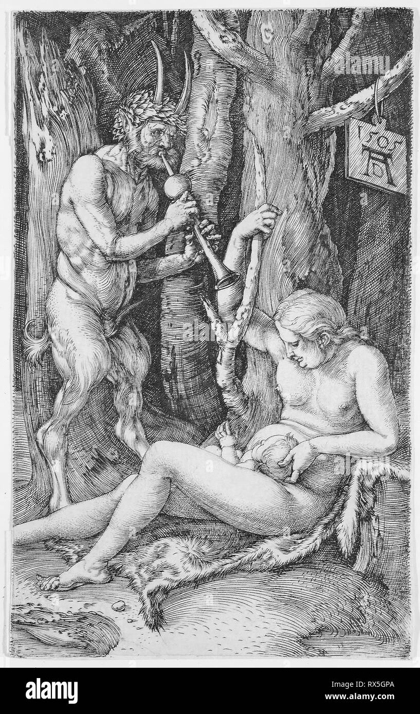Il satiro famiglia. Albrecht Dürer; Tedesco, 1471-1528. Data: 1505. Dimensioni: 116 x 70 mm (l'immagine/foglio). Incisione in nero su bianco di cui la carta. Origine: Germania. Museo: Chicago Art Institute. Foto Stock
