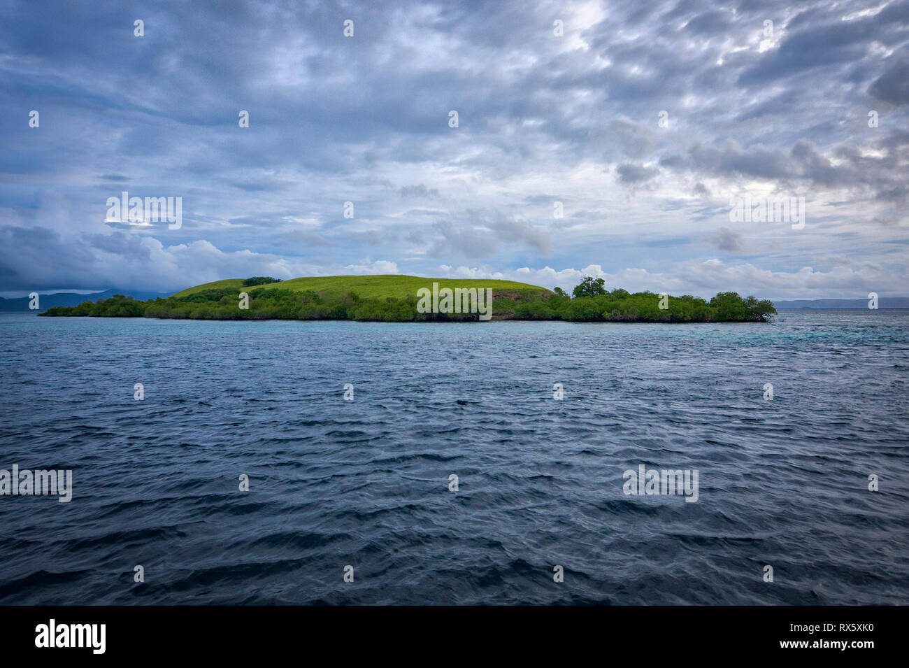 Parco Nazionale di Komodo si trova tra le Isole di Sumbawa e Flores in Nusa Tenggara Est provincia ed è la casa di 2.500 draghi di Komodo. Foto Stock