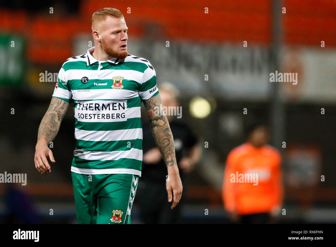 VOLENDAM , 08-03-2019 , Kras Stadion , olandese , calcio Keuken Kampioen Divisie , Stagione 2018 / 2019. Vai avanti aquile player Thomas Verheydt durante il match Volendam vs andare avanti aquile Foto Stock