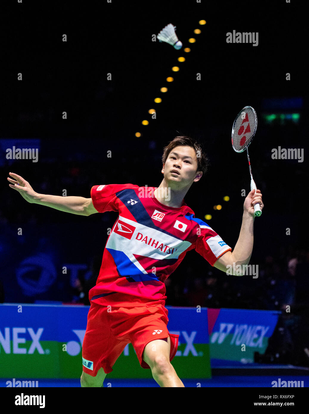 Birmingham, Regno Unito. 8 Mar 2019. Tutti Inghilterra aprire Badminton campionati - Giorno 3 Birmingham, Inghilterra - Marzo 8 : Yuta Watanabe e partner HIGASHINO Arisa del Giappone in azione durante il mix doppio contro Tontowi Ahmad e partner Oktavina Winny KANDOW DI INDONESIA PRESSO Overgrip Yonex tutti Inghilterra aprire Badminton campionati a Arena Birmingham il 8 marzo 2019 a Birmingham, Inghilterra. Credito: PATRICK ANTHONISZ/Alamy Live News Foto Stock