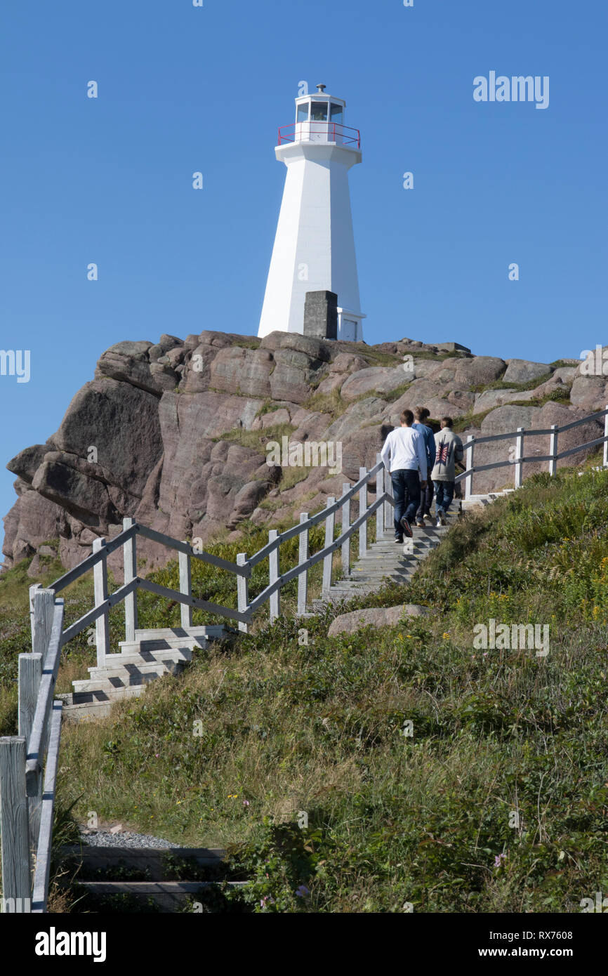 I germogli del Capo Faro e scale, Capo Faro lancia sito storico nazionale, Terranova, Canada Foto Stock