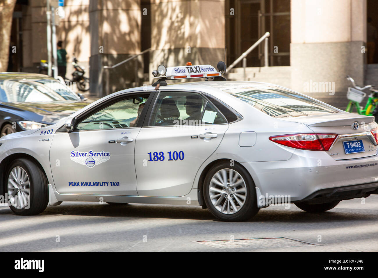 Silver service taxi auto nel centro di Sydney, Nuovo Galles del Sud, Australia Foto Stock