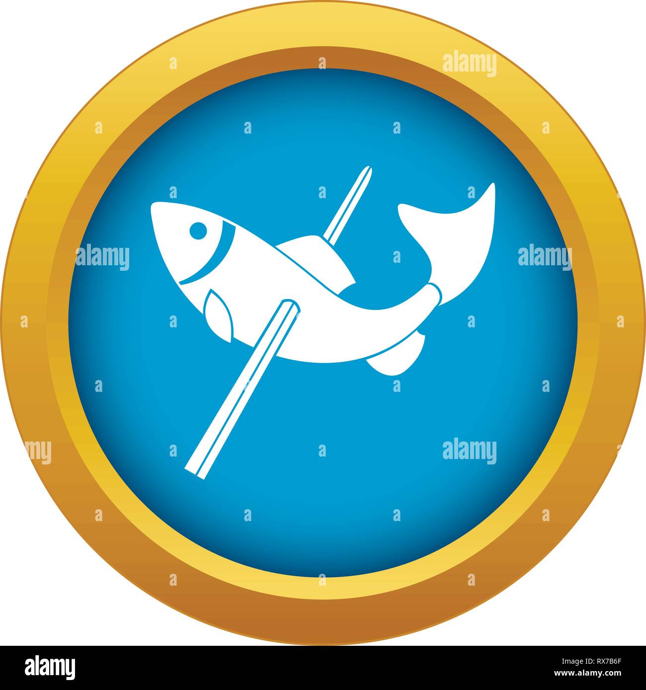 La pesca icona vettore blu isolato Illustrazione Vettoriale
