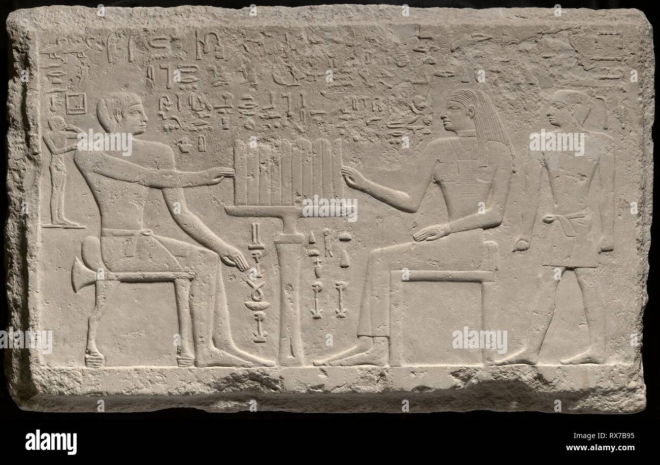 Stela di Thenti Nefert e. Egiziano, Giza, probabilmente tomba G 3035. Data: 2524 BC-2400 BC. Dimensioni: 55,9 × 87,6 × 11,4 cm (22 × 34 1/2 x 4 1/2 in.). Calcare. Provenienza: Egitto. Museo: Chicago Art Institute. Autore: antica egiziana. Foto Stock