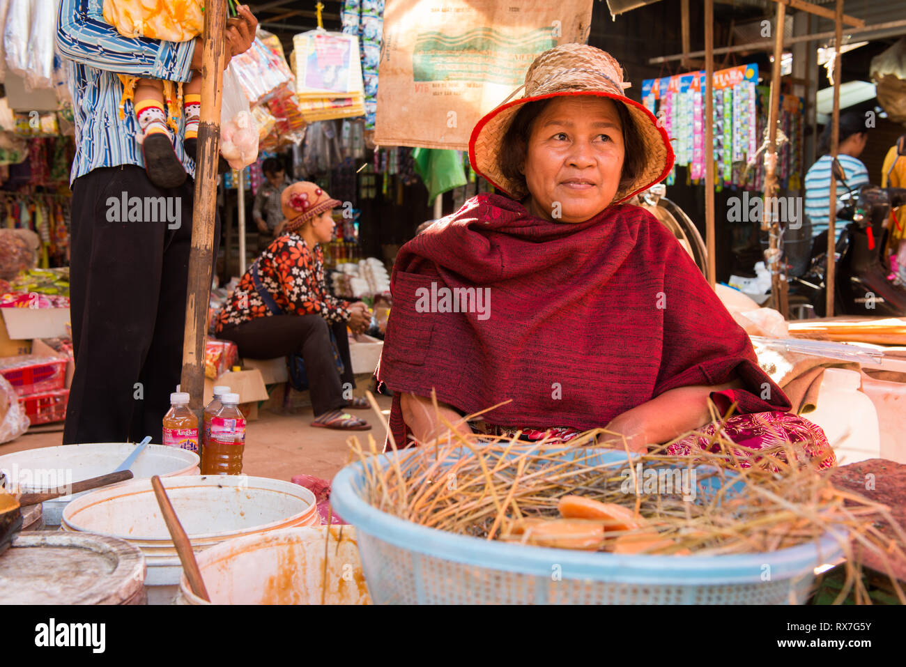 Il mercato locale in Cambogia Foto Stock
