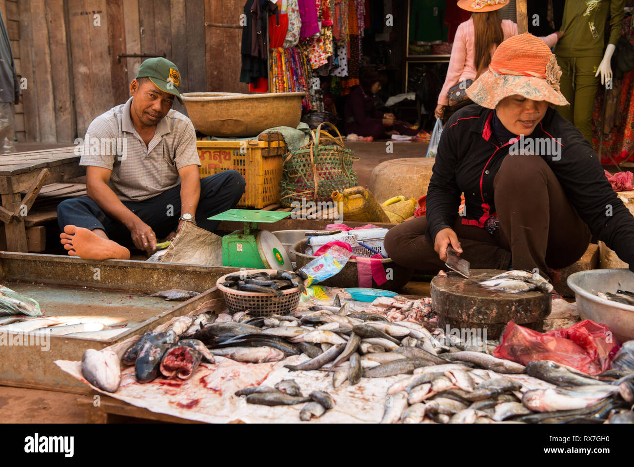 Il mercato locale in Cambogia Foto Stock