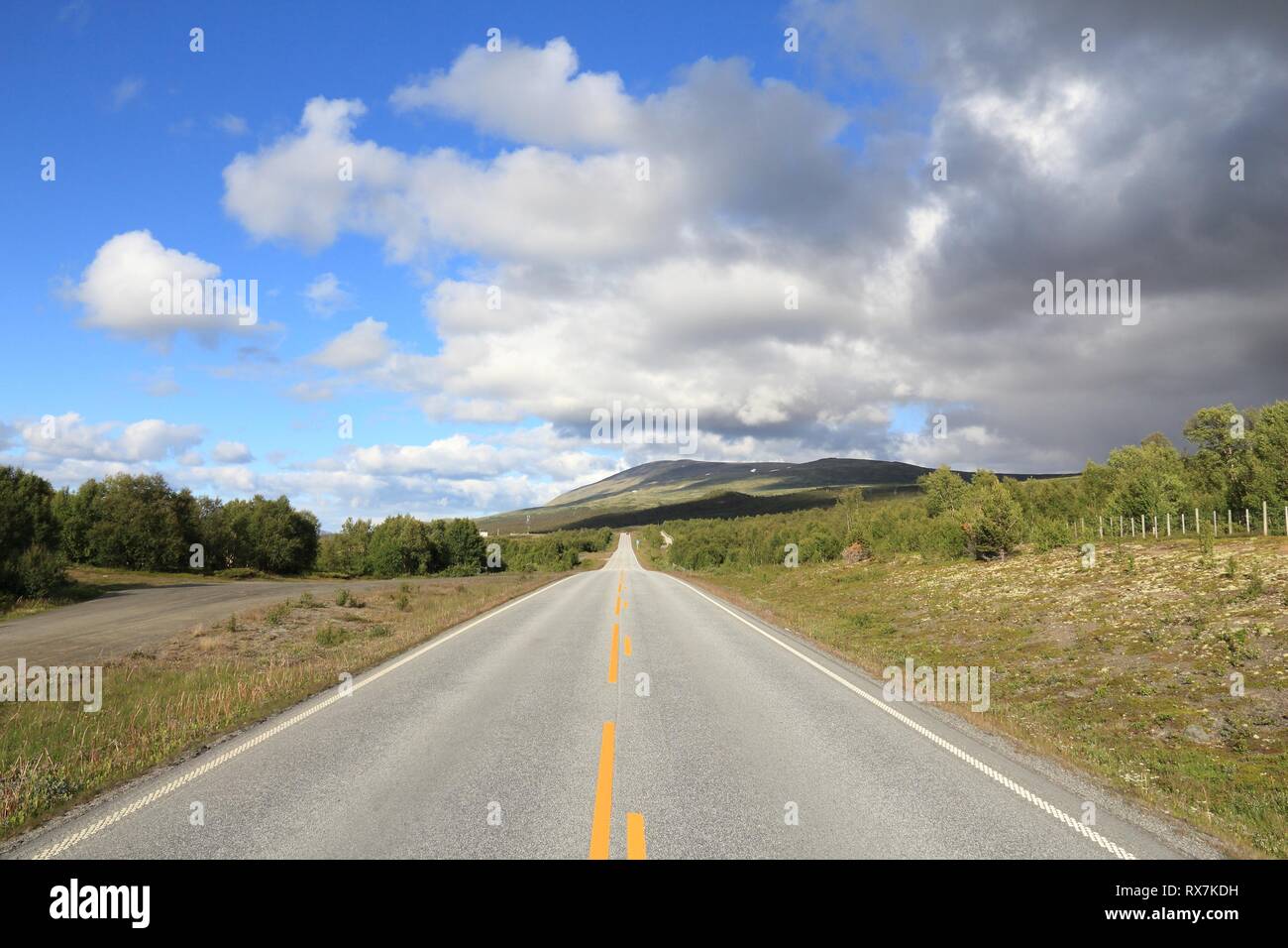 Norvegia - strada in Dovrefjell-Sunndalsfjella Parco Nazionale. Foto Stock