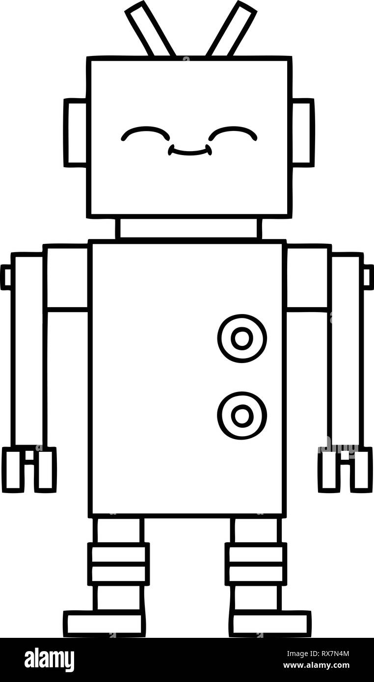 Disegno della linea cartoon di un robot Immagine e Vettoriale - Alamy