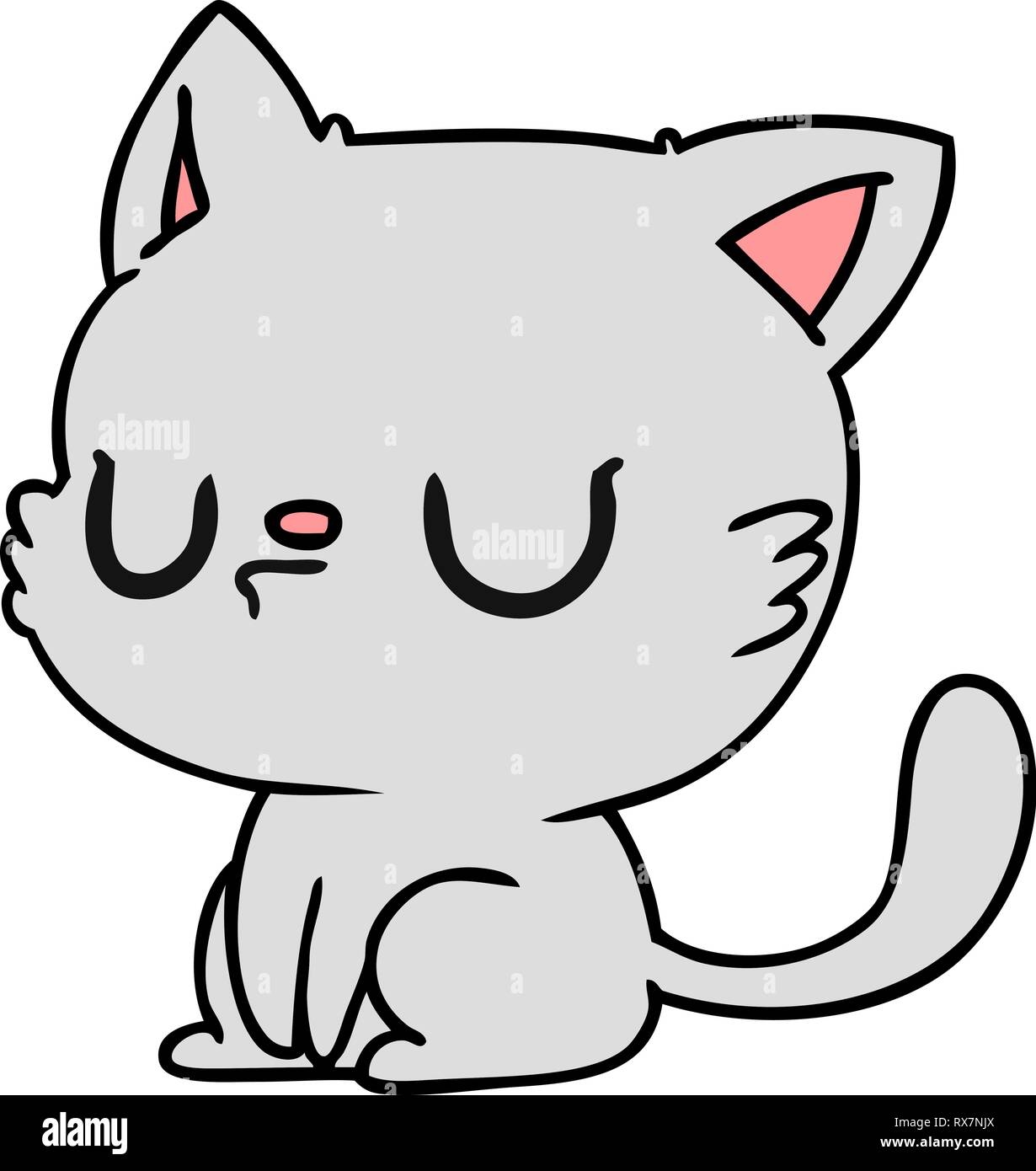 Disegnate a mano libera di Cartoon carino kawaii cat Illustrazione Vettoriale