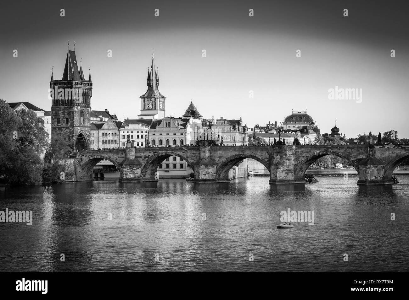Vista panoramica sul centro storico di Praga,edifici e monumenti della città vecchia di Praga, Repubblica Ceca Foto Stock