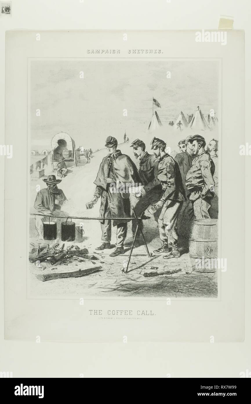 Schizzi di campagna: Caffè chiamata. Winslow Homer; American, 1836-1910. Data: 1863. Dimensioni: 357 x 278 mm. Tint litografia su avorio pesante carta intessuta, piegato. Origine: Stati Uniti. Museo: Chicago Art Institute. Foto Stock