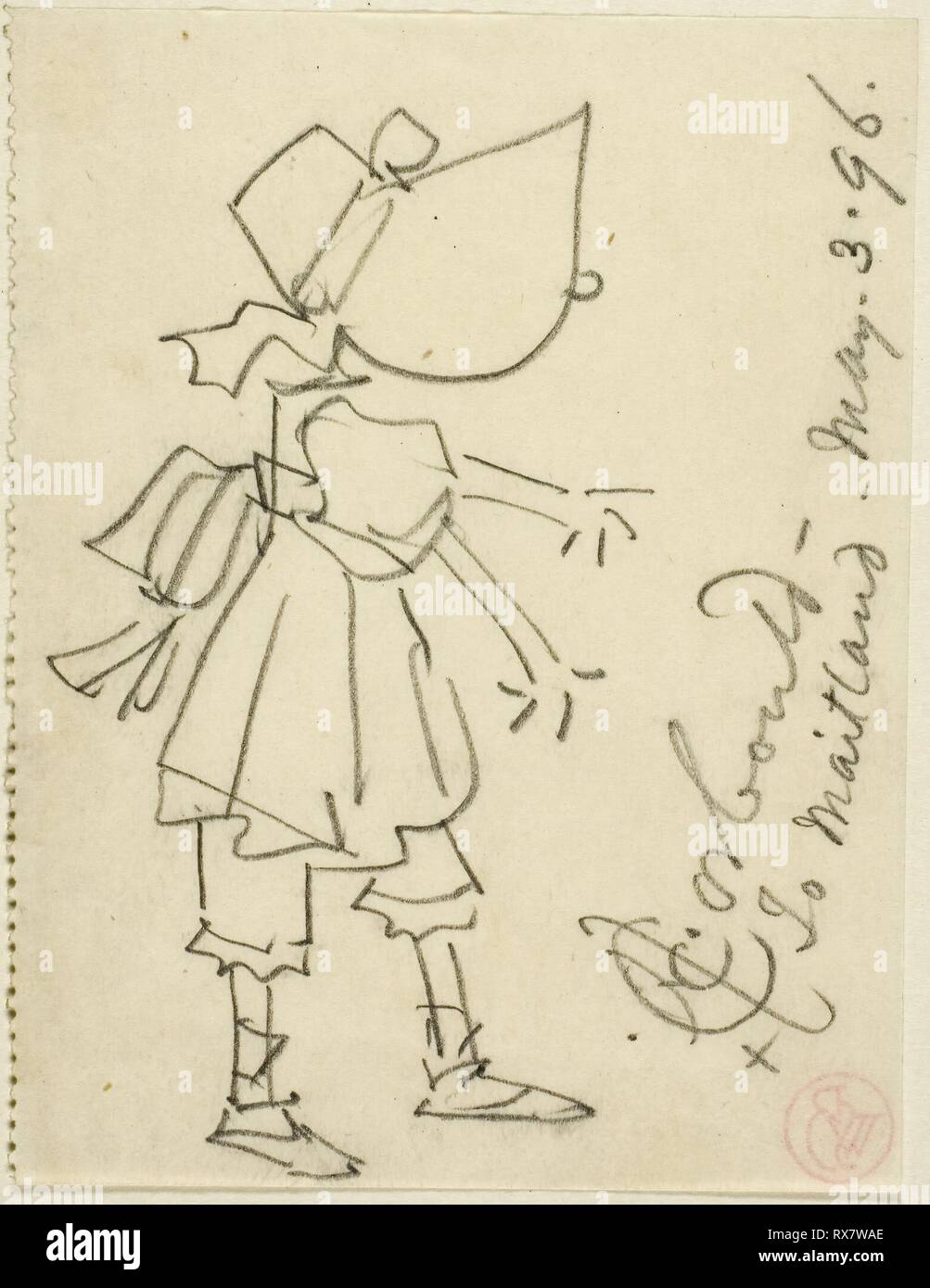 Ragazza nel cofano. Edward Henry Corbould; Inglese, 1815-1905. Data: 1896. Dimensioni: 90 × 69 mm. Disegno di grafite su carta. Origine: Inghilterra. Museo: Chicago Art Institute. Foto Stock