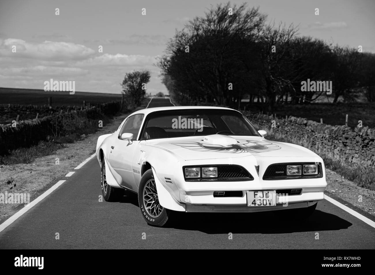 1978 Pontiac Firebird parcheggiato su un vicolo del paese Foto Stock