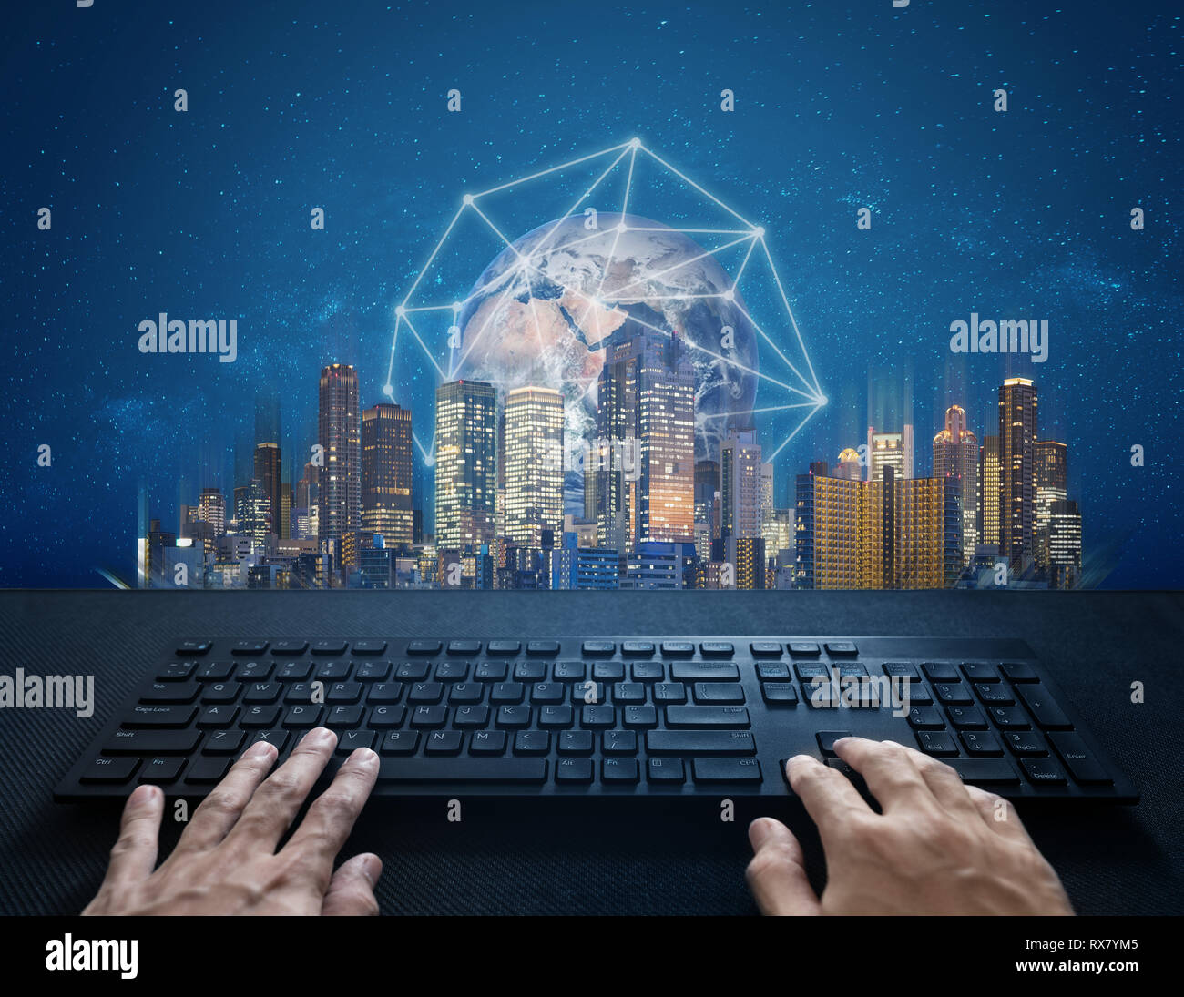 Internet, rete digitale e connessione. Elemento di questa immagine sono arredate dalla NASA Foto Stock