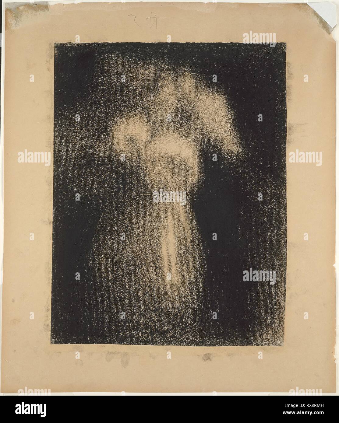 Rose in un vaso. Georges Seurat; francese, 1859-1891. Data: 1881-1883. Dimensioni: 311 × 240 mm. Nero pastello Conté su avorio carta vergata, decolorata per tan, edge montata su tan carta intessuta. Provenienza: Francia. Museo: Chicago Art Institute. Foto Stock