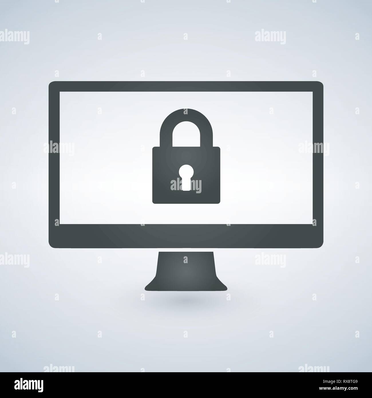 Computer desktop e bloccare sullo schermo. La sicurezza del computer, password, privacy, informazioni riservate i concetti di protezione. Illustrazione Vettoriale. Illustrazione Vettoriale
