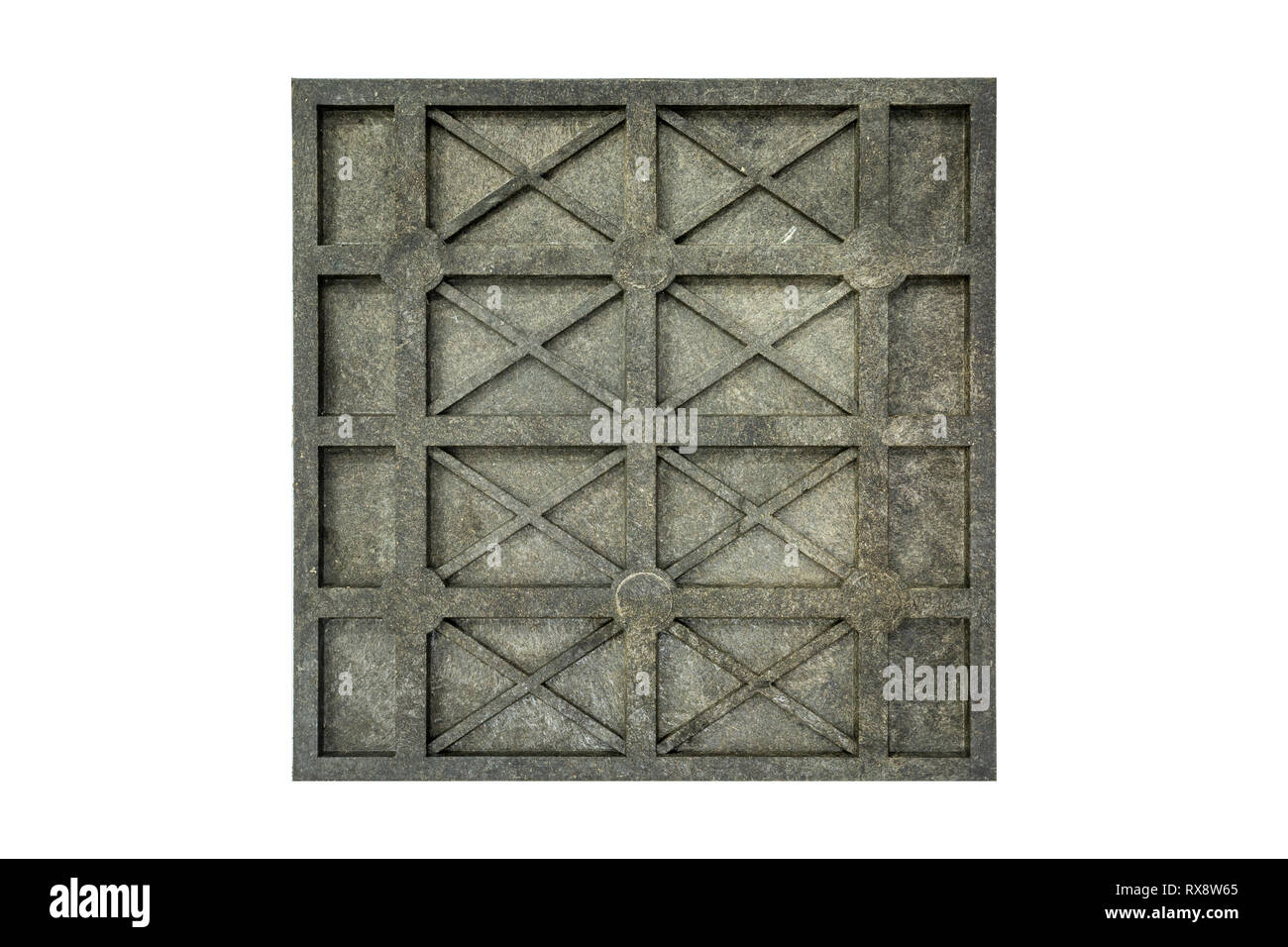 Eco-parcheggio pavimentazione in lastre in materiale plastico riciclato rifiuti isolati su sfondo bianco Foto Stock