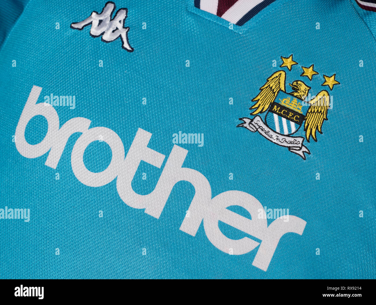 Chiusura del Manchester City home kit 1998/1999 Foto Stock