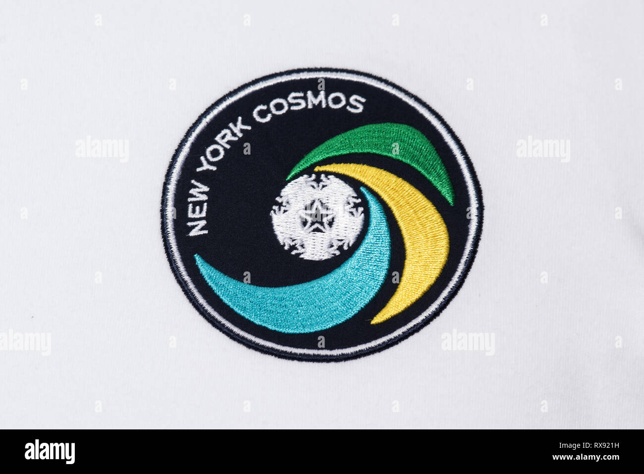 Close up retrò NY Cosmos Soccer Jersey Foto Stock