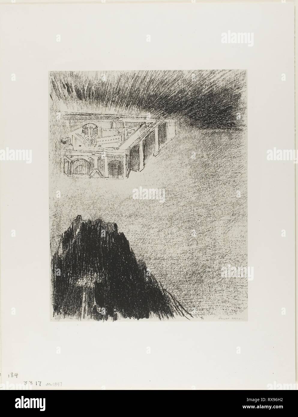 E io Giovanni vide la città santa, la nuova Gerusalemme, che scendeva dal cielo da presso Dio, la piastra 11 di 12. Odilon Redon; francese, 1840-1916. Data: 1899. Dimensioni: 295 × 233 mm (immagine/chine); 451 × 347 mm (foglio). Litografia in nero su grigio chiaro carta Cina stabilite su avorio carta intessuta. Provenienza: Francia. Museo: Chicago Art Institute. Foto Stock