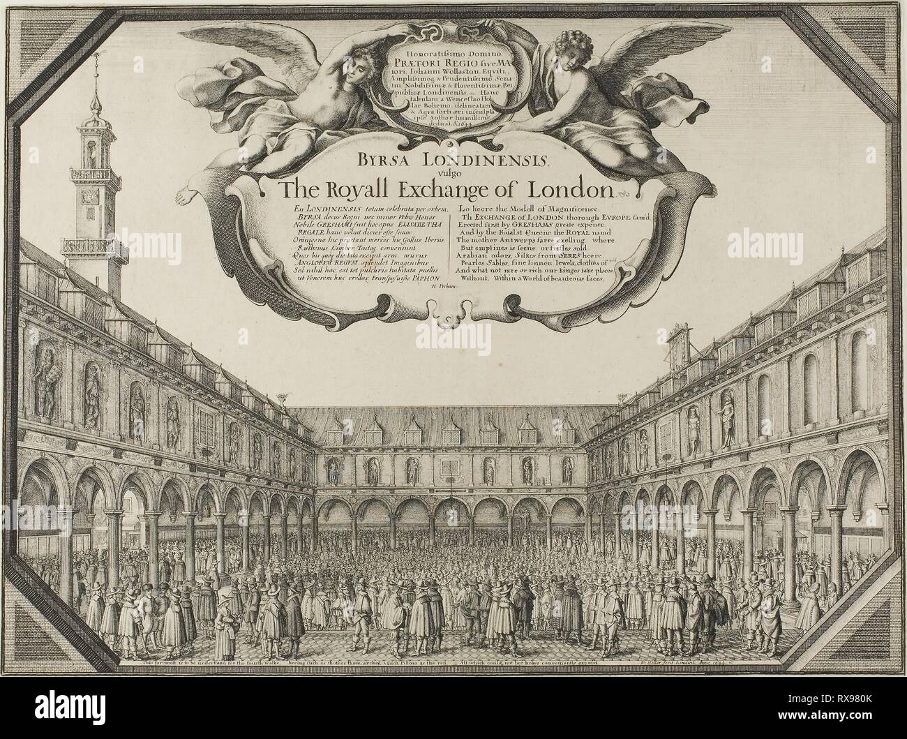 Royal Exchange. Wenceslaus Hollar; ceco, 1607-1677. Data: 1644. Dimensioni: 293 × 392 mm (foglio; rifilato entro la piastra mark). Incisione su avorio di cui la carta. Origine: Boemia. Museo: Chicago Art Institute. Foto Stock