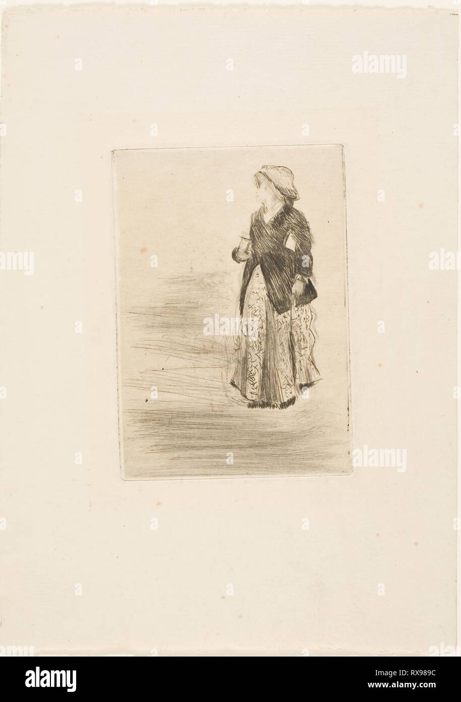 L'attrice Ellen Andrée. Edgar Degas; francese, 1834-1917. Data: 1879. Dimensioni: 112 × 79 mm (l'immagine/piastra); 219 × 157 mm (foglio). Puntasecca su buff prevista carta. Provenienza: Francia. Museo: Chicago Art Institute. Autore: Hilaire Germain Edgar Degas. Foto Stock