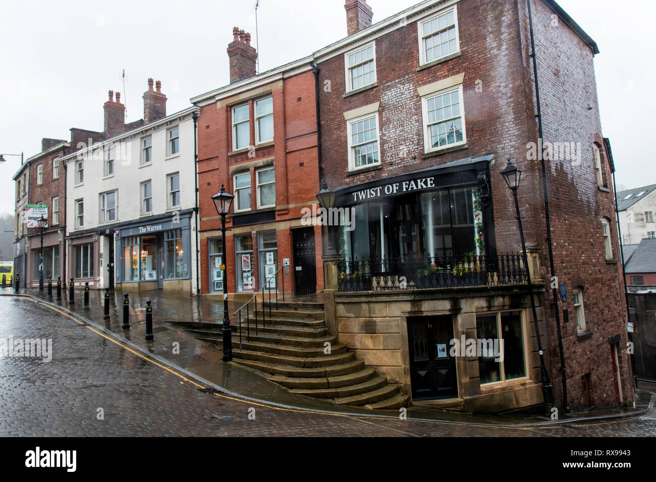 Un giorno di pioggia in Stockport Foto Stock