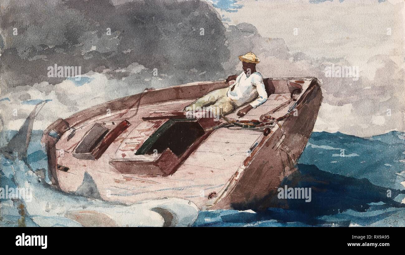 La Corrente del Golfo. Winslow Homer; American, 1836-1910. Data: 1899. Dimensioni: 288 x 509 mm. Acquerello trasparente, con tocchi di acquerello opaco e tracce di blotting, oltre la grafite, su moderatamente denso, moderatamente testurizzato, avorio carta intessuta (bordo inferiore rifilati). Origine: Stati Uniti. Museo: Chicago Art Institute. Foto Stock