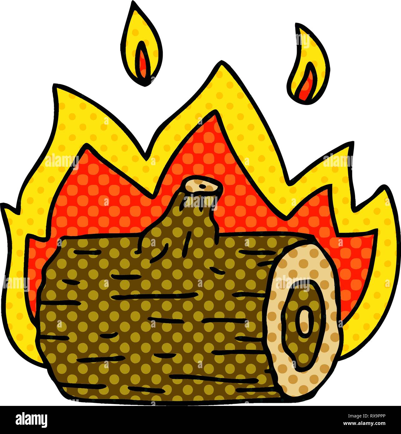 In stile fumetto cartoon stravagante campfire Illustrazione Vettoriale