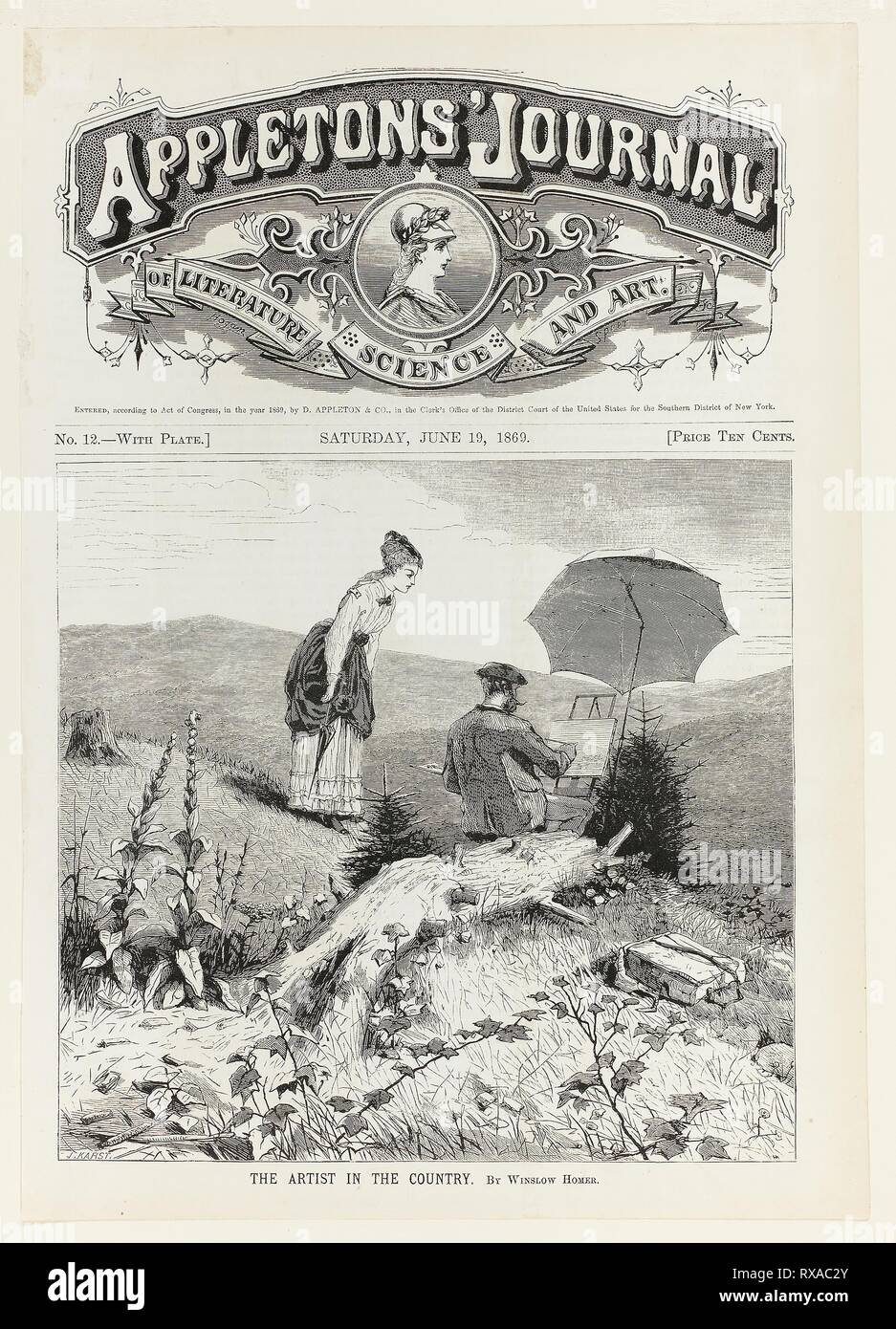 L'artista nel paese. Winslow Homer (American, 1836-1910); pubblicato da Appletons' ufficiale (American, 1869-1881). Data: 1869. Dimensioni: 159 x 168 mm (nell'immagine); 272 x 193 mm (foglio). Incisione su legno su carta. Origine: Stati Uniti. Museo: Chicago Art Institute. Foto Stock L'artista nel paese. Winslow Homer (American, 1836-1910); pubblicato da Appletons' ufficiale (American, 1869-1881). Data: 1869. Dimensioni: 159 x 168 mm (nell'immagine); 272 x 193 mm (foglio). Incisione su legno su carta. Origine: Stati Uniti. Museo: Chicago Art Institute. Foto Stock