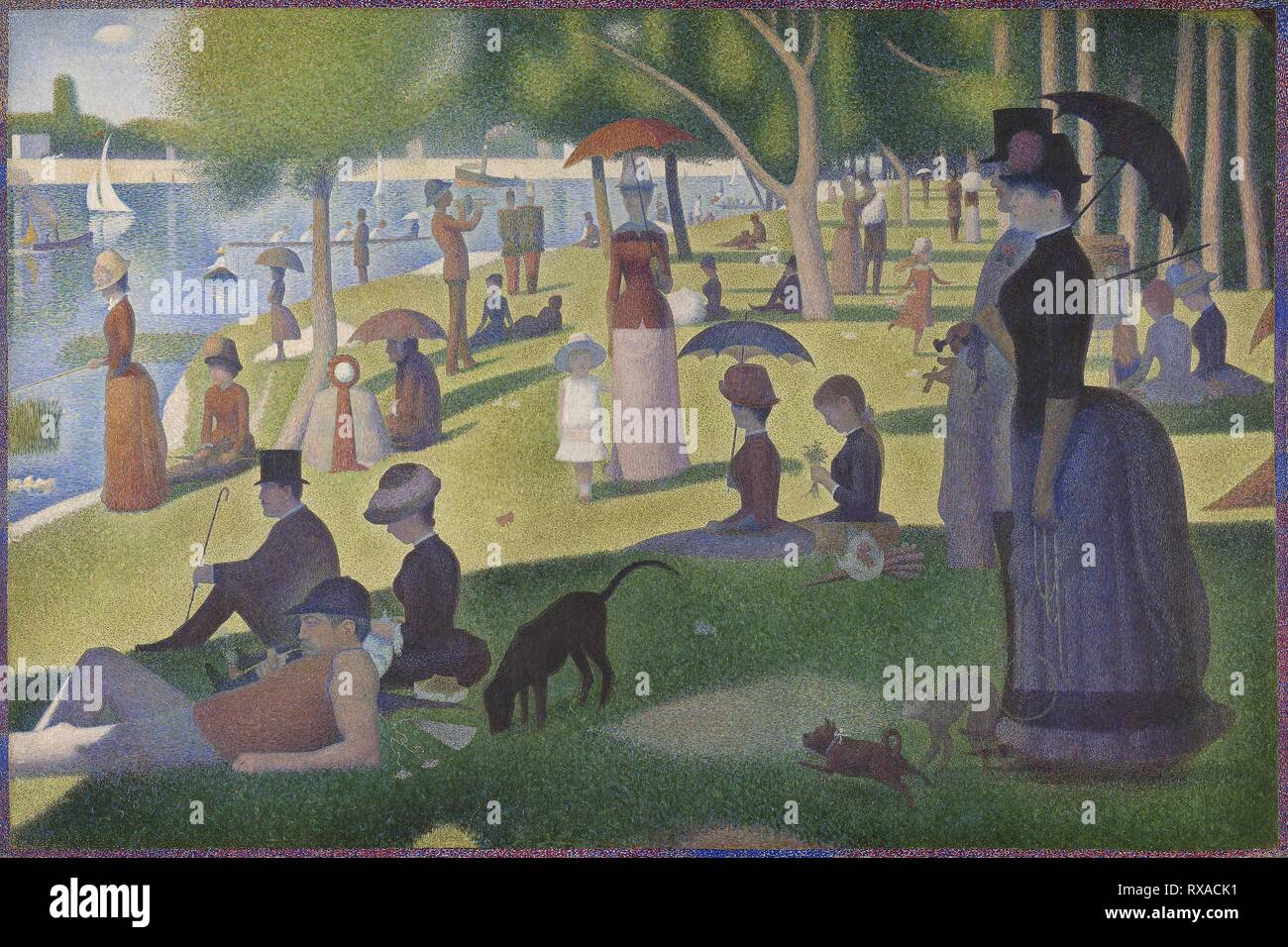 Una domenica sul Grande Jatte -- 1884. Georges Seurat; francese, 1859-1891. Data: 1884-1886. Dimensioni: 81 3/4 × 121 1/4 in. (207,5 × 308.1 cm.). Olio su tela. Provenienza: Francia. Museo: Chicago Art Institute. Foto Stock