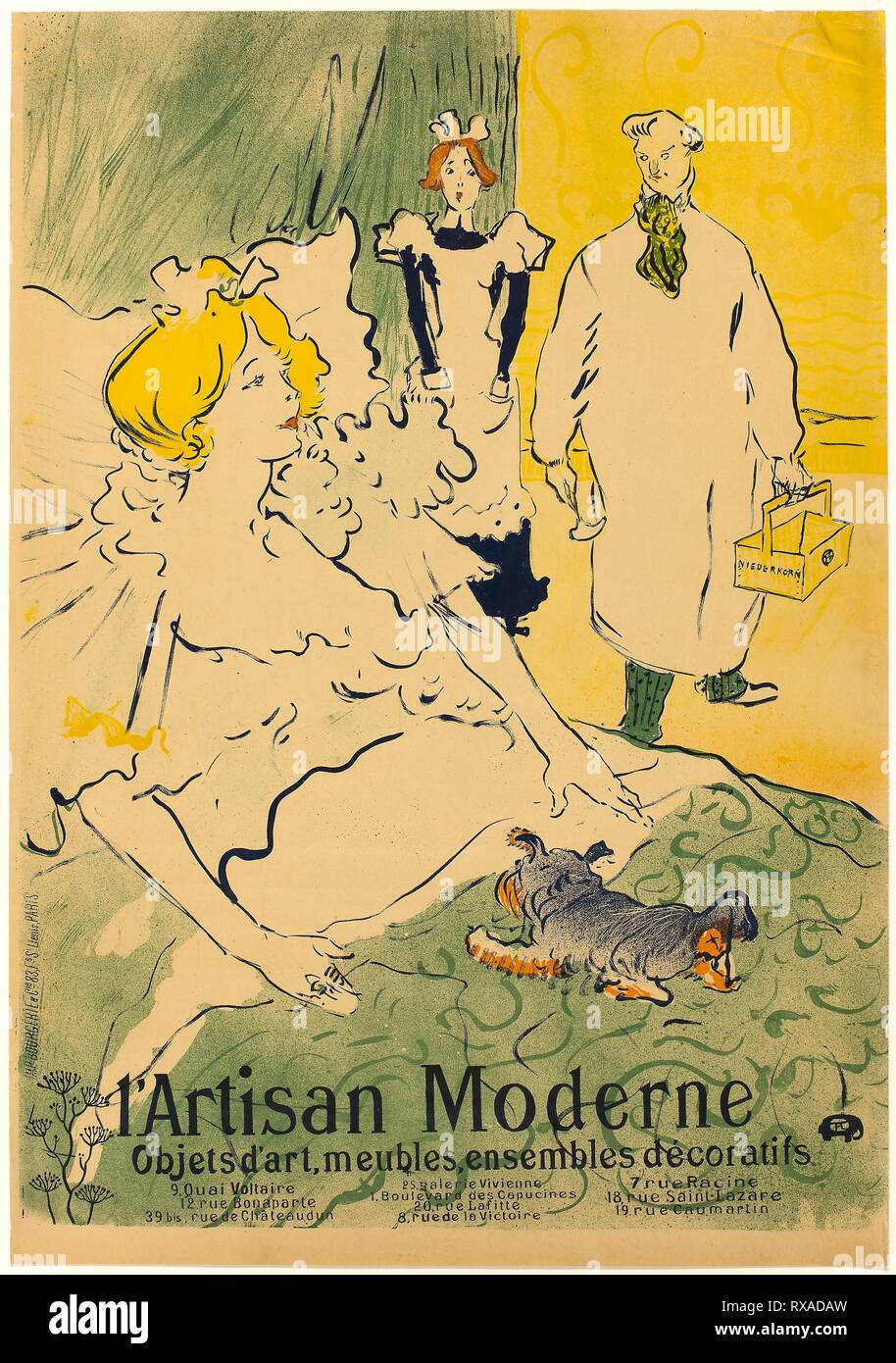 L'Artigiano Moderne. Henri de Toulouse-Lautrec; francese, 1864-1901. Data: 1896. Dimensioni: 901 × 641 mm (nell'immagine); 928 × 649 mm (foglio). Litografia di poster sul tan carta intessuta, stabilite su tessuto. Provenienza: Francia. Museo: Chicago Art Institute. Foto Stock