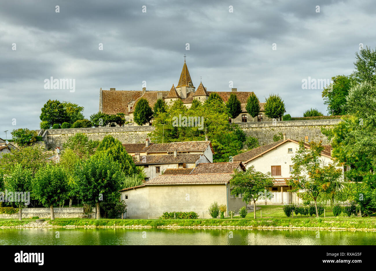 Castello Ducale, Lauzun, Lot-et-Garonne Department, Nuova Aquitaine, Francia Foto Stock