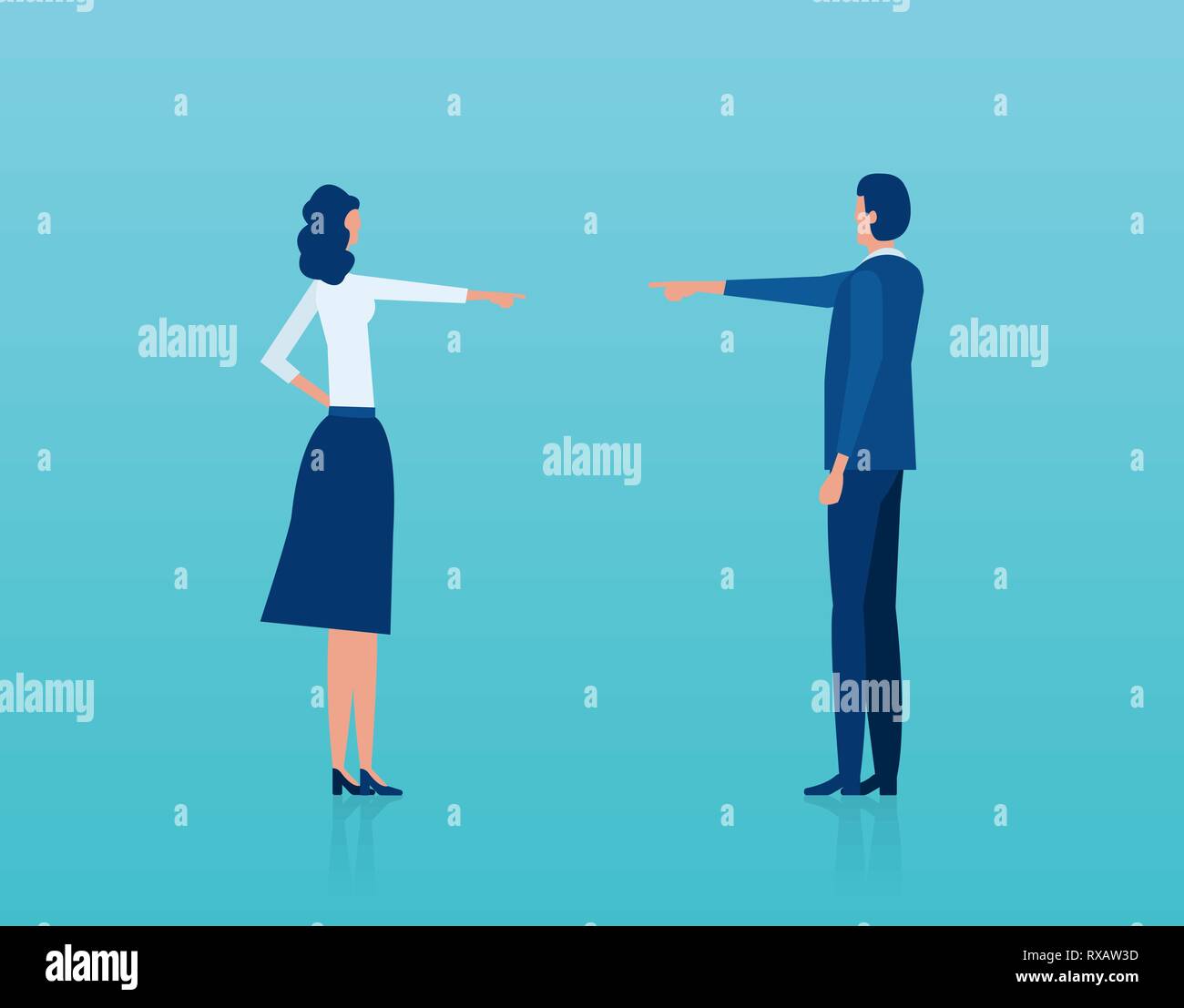 Vettore di un giovane uomo e donna con un argomento di biasimare ogni altro Illustrazione Vettoriale