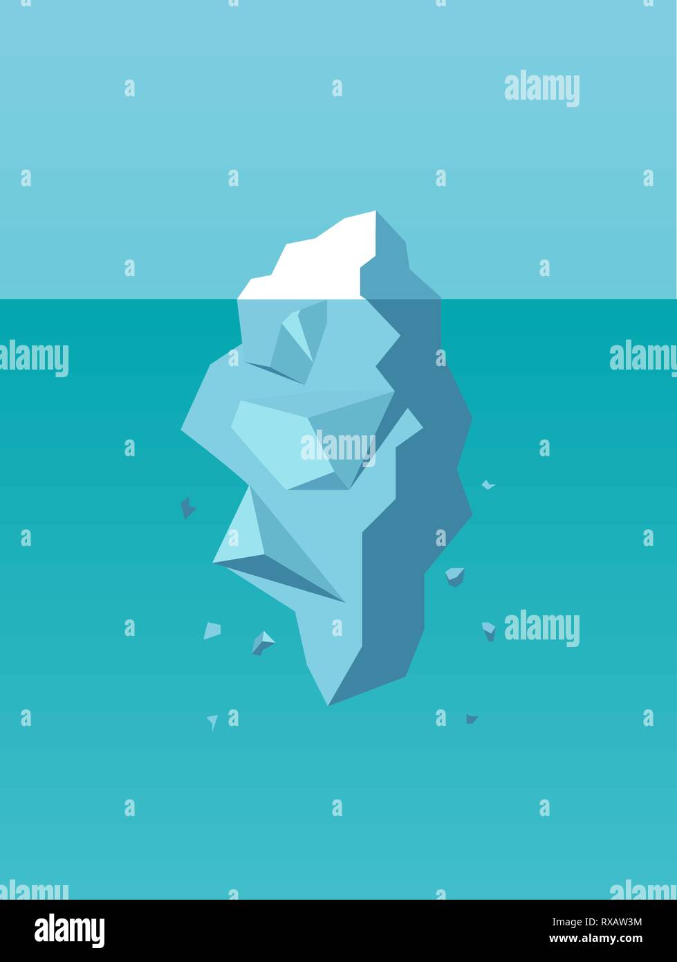 Vettore di un iceberg come un simbolo di rischio del business, il pericolo e la sfida Illustrazione Vettoriale