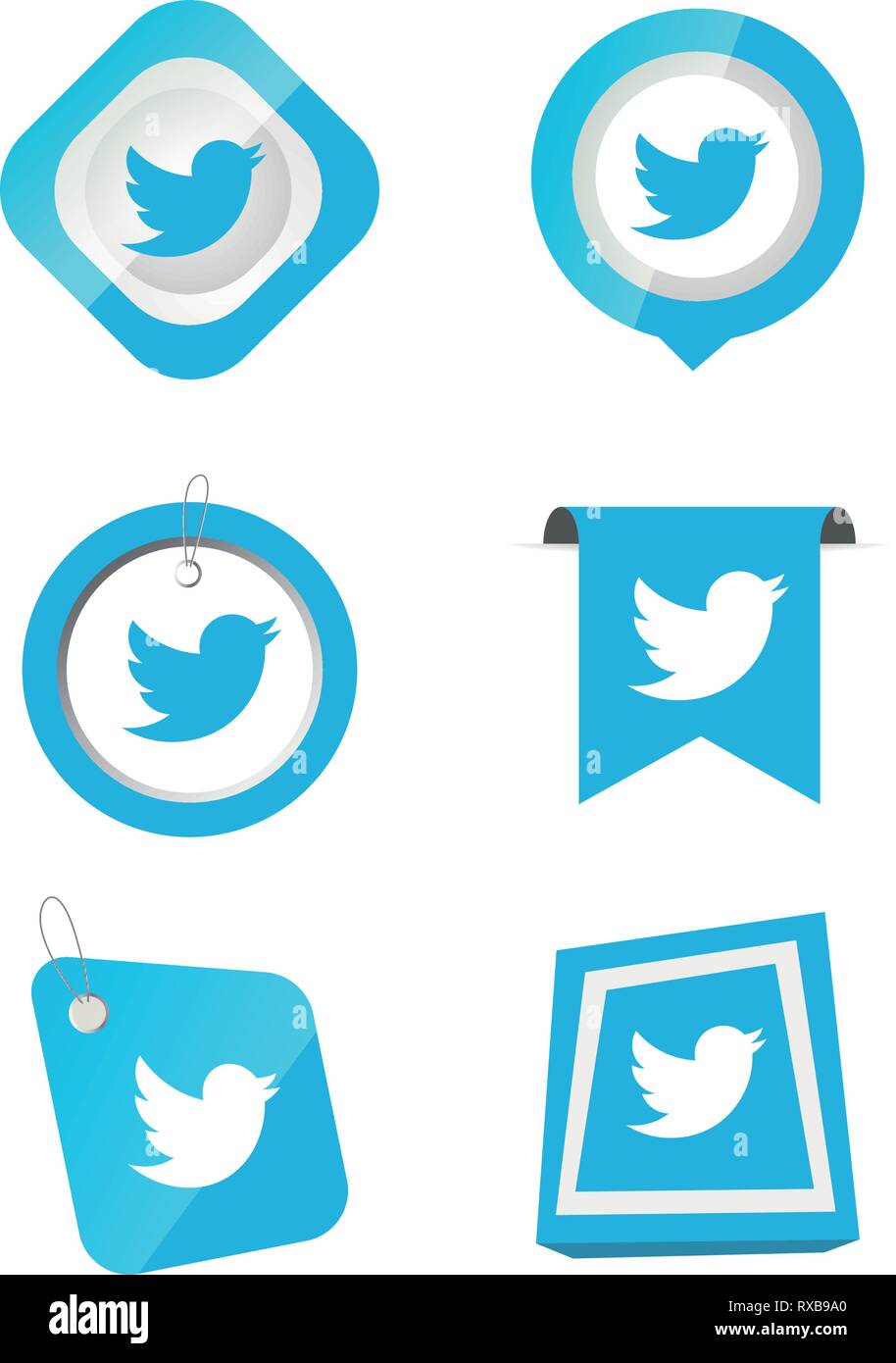 Twitter Social media set di icone vettore Logo sfondo di Illustrator, media, icona, snapchat, facebook instagram, twitter whatsapp, impostare, rete Illustrazione Vettoriale