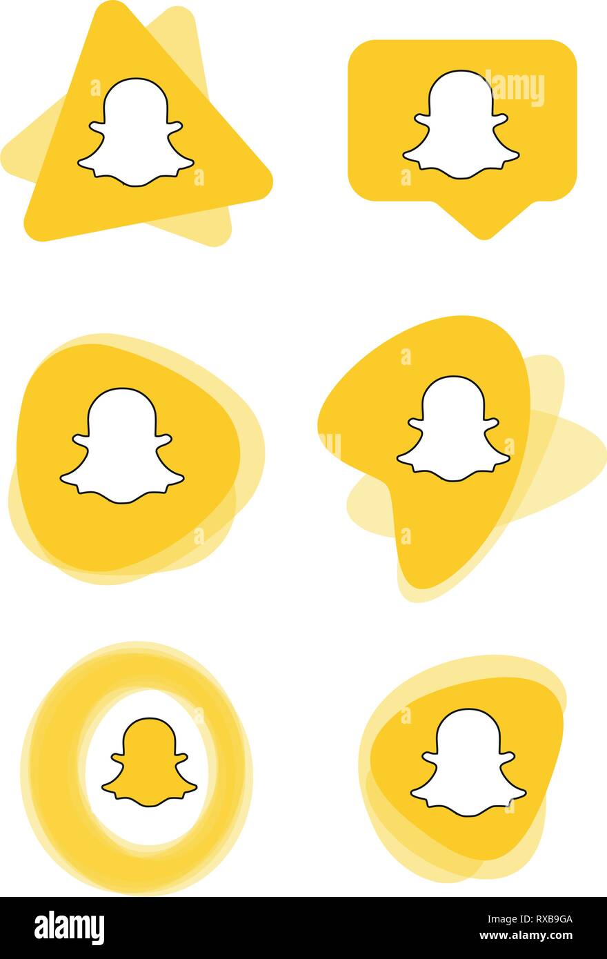 Snapchat Snap Social media set di icone vettore Logo sfondo di Illustrator, media, icona, snapchat, facebook instagram, twitter whatsapp, impostare, rete Illustrazione Vettoriale