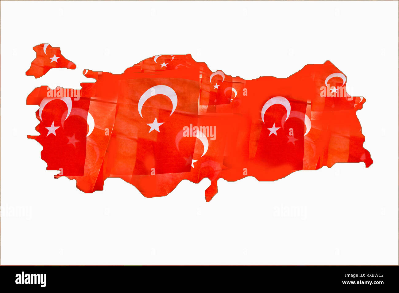 Bagno turco bandiere con la stella bianca e la luna in turco mappa Foto Stock