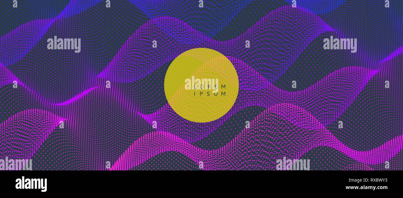 Griglia ondulata sfondo per banner, flyer, per la copertina del libro, poster.effetto dinamico. 3d abstract illustrazione vettoriale con punti. Illustrazione Vettoriale