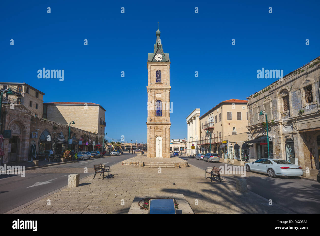 Jaffa Torre dell Orologio a Yefet street vicino a Tel Aviv Foto Stock