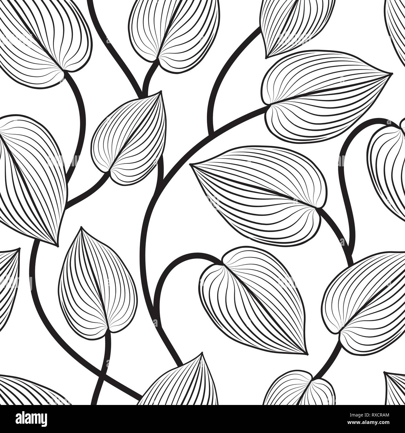 Floral seamless pattern. Lascia lo sfondo. Fioriscono foglia giardino line art sfondo Illustrazione Vettoriale
