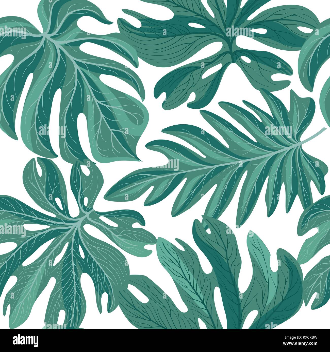 Tropcal foglie di palmo seamless pattern. Bella foglia florl sfondo. Estate Natura carta da parati. Illustrazione Vettoriale
